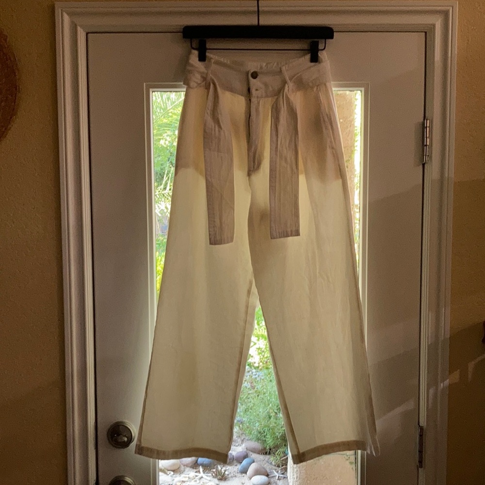 semi-transparent white pants